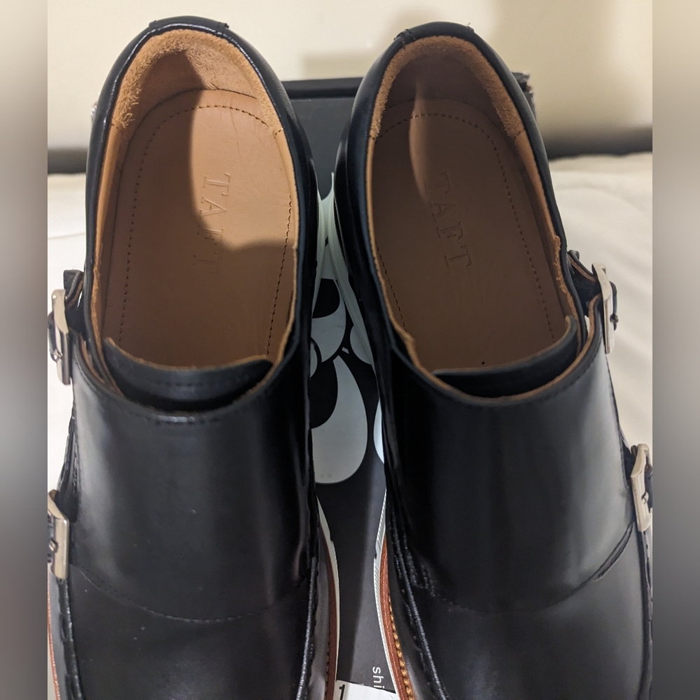 TAFT 365 M 105 Monk Strap Slip on Leather Shoes Black Size 10.5 NEW NWB - Picture 5 of 7